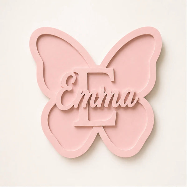 Letrero Nombre Cuadro Niña Mariposa Para Decorar Cuarto
