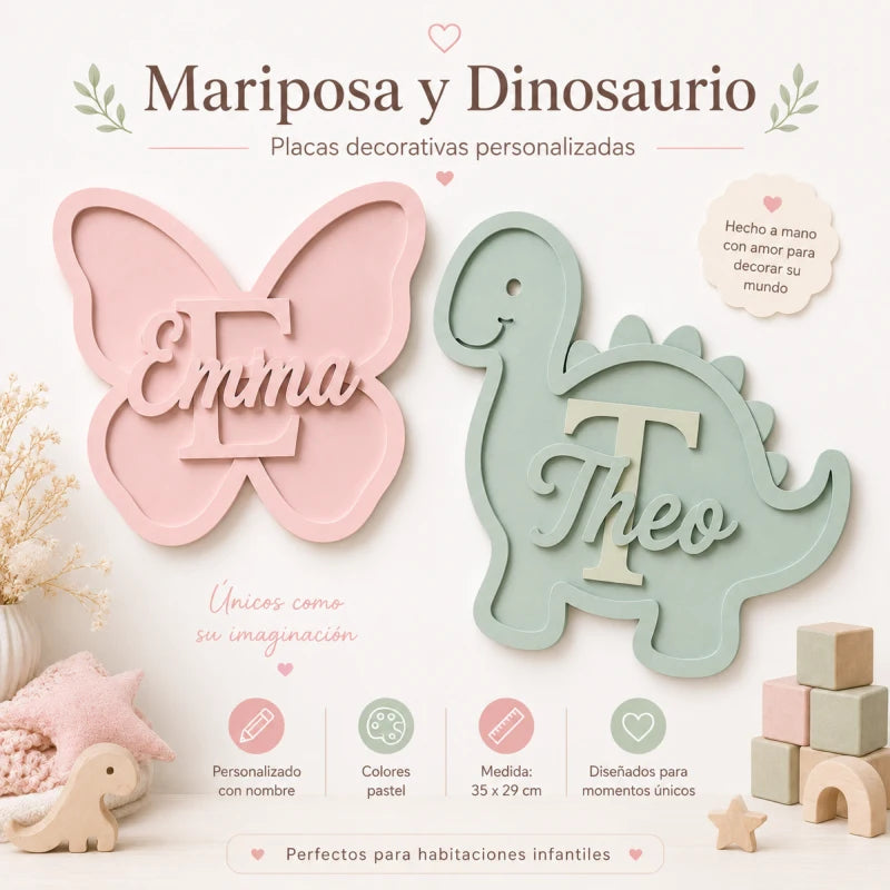 Letrero Nombre Cuadro Niña Mariposa Para Decorar Cuarto