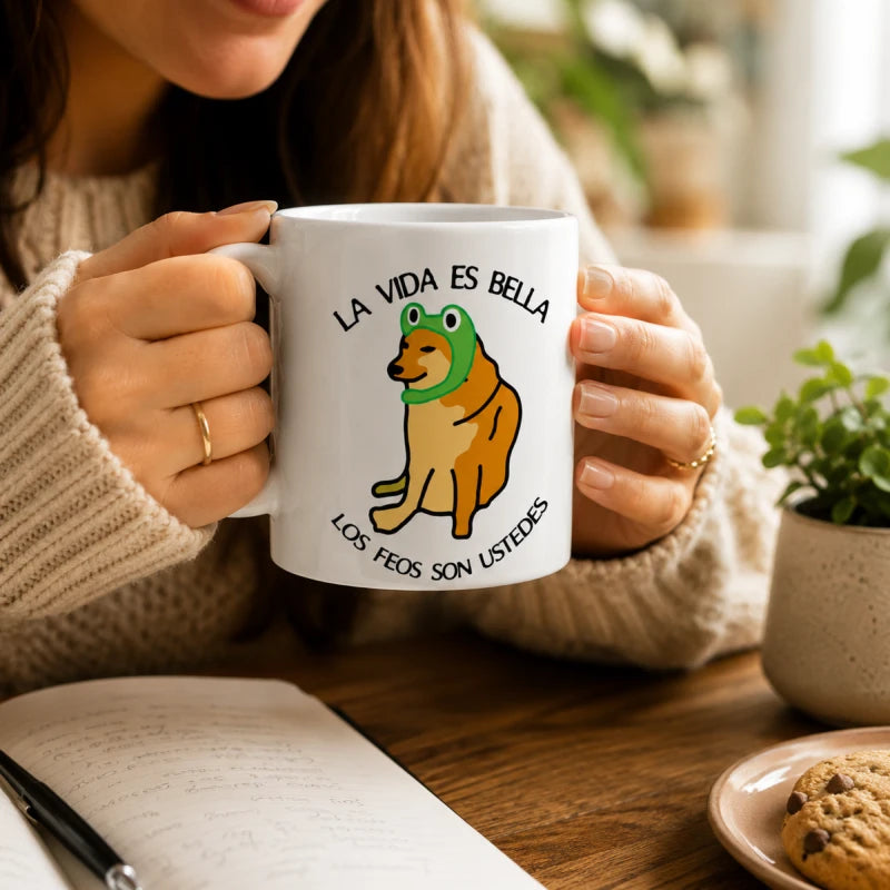 Taza Para Cafe Cheems La Vida S Bella Regalo Papá Mamá Amigo