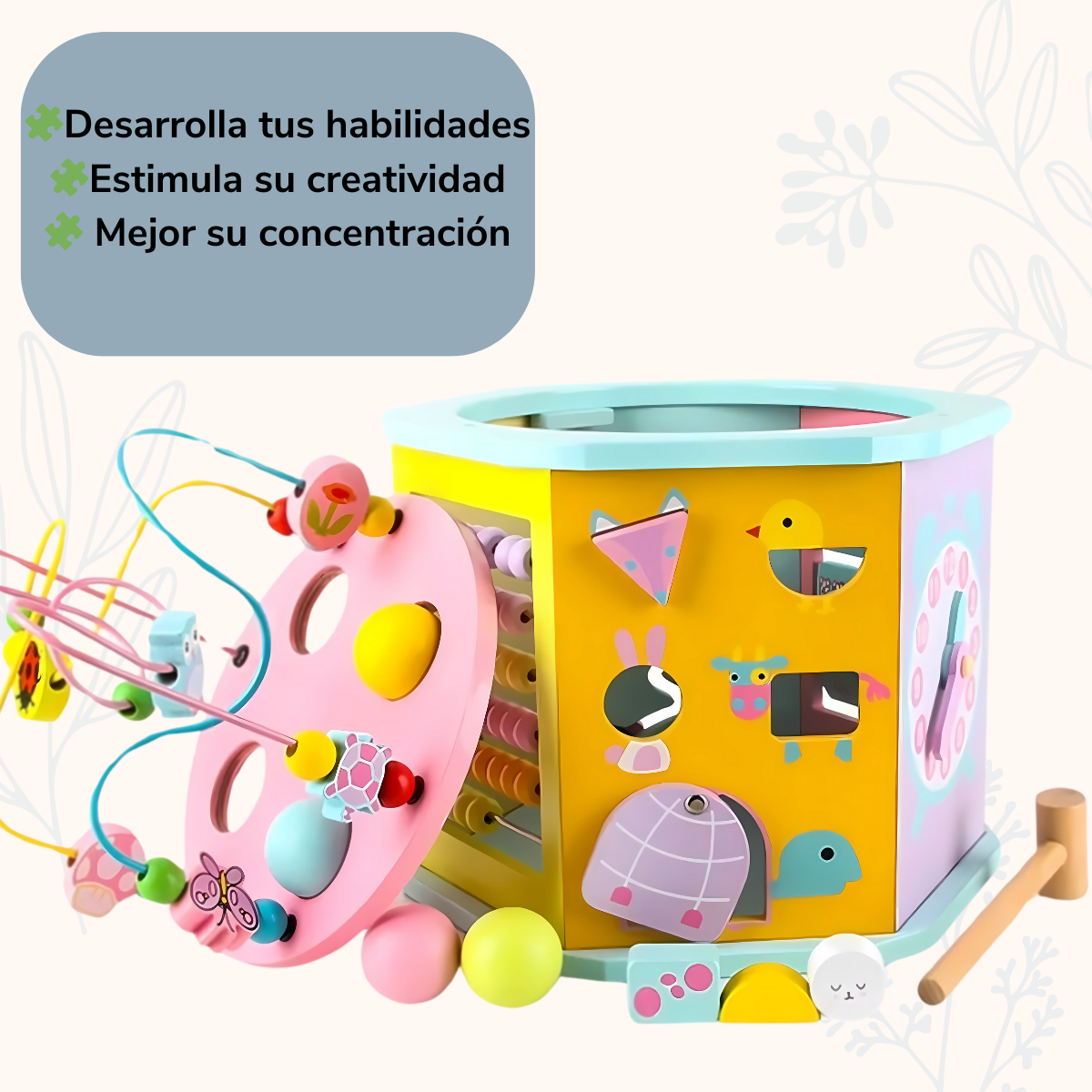Juguete Montessori en Forma de Hexágono con Laberinto de Habilidad y Coordinación para Niños