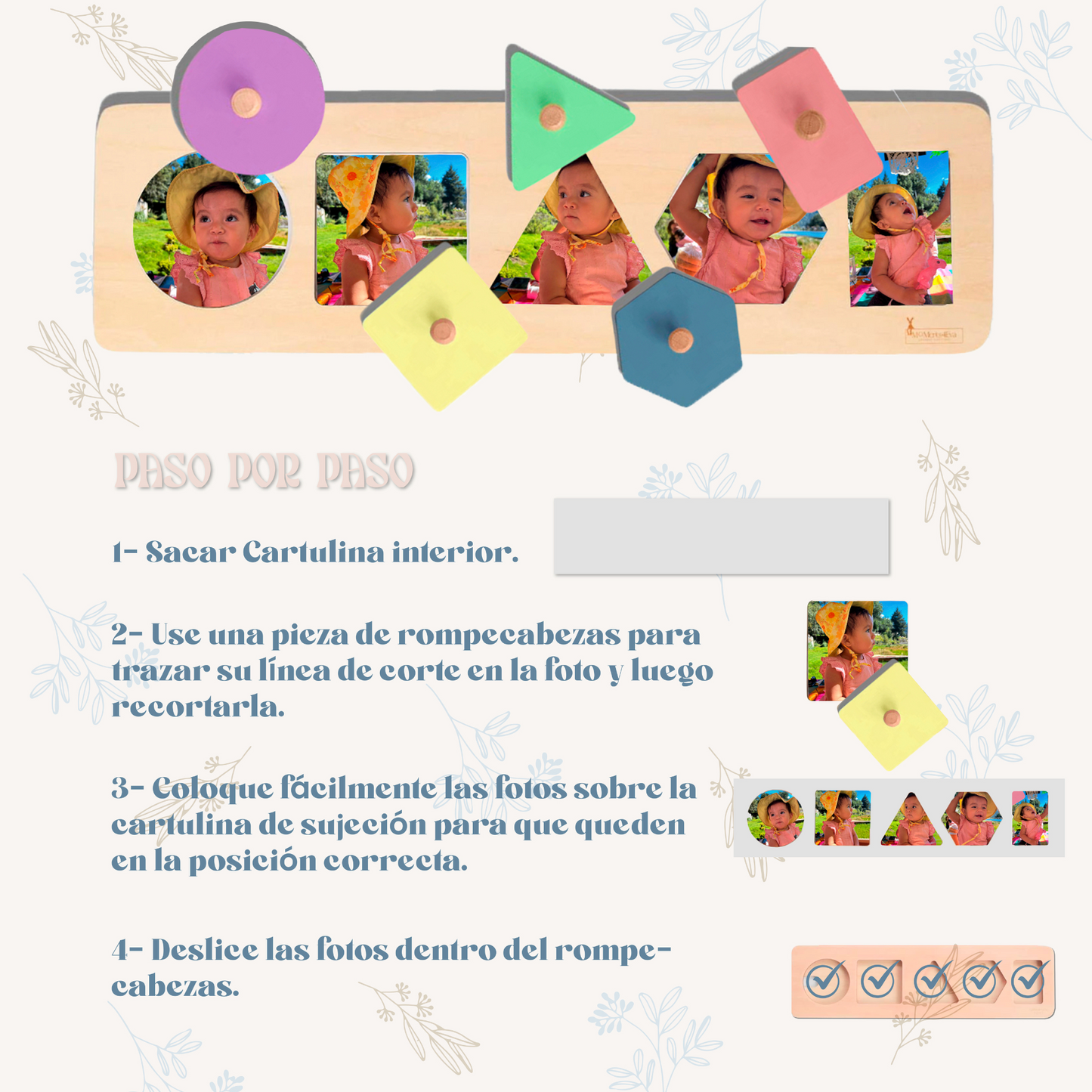 Tablero Montessori de Formas + Fotos Happy face puzzle