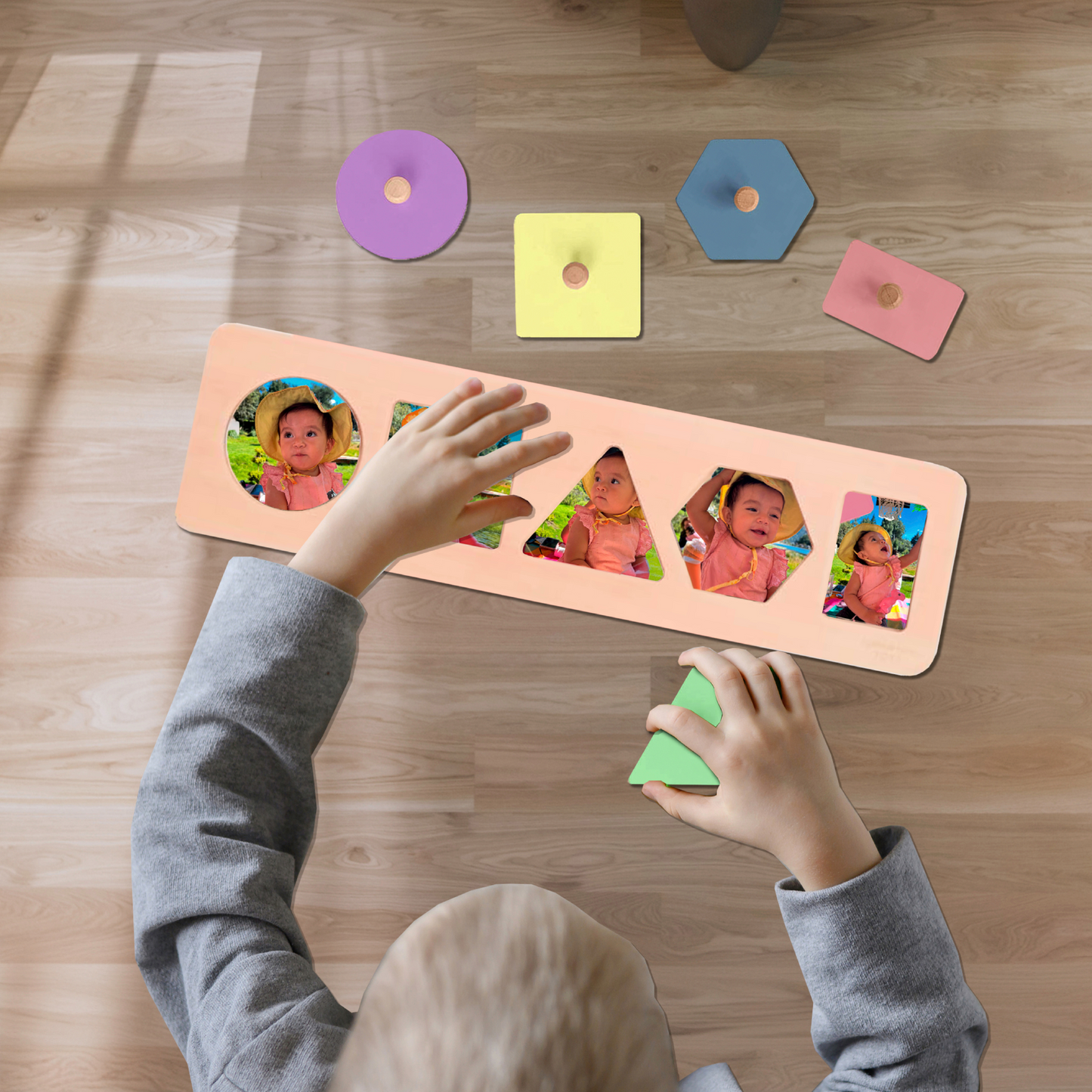 Tablero Montessori de Formas + Fotos Happy face puzzle