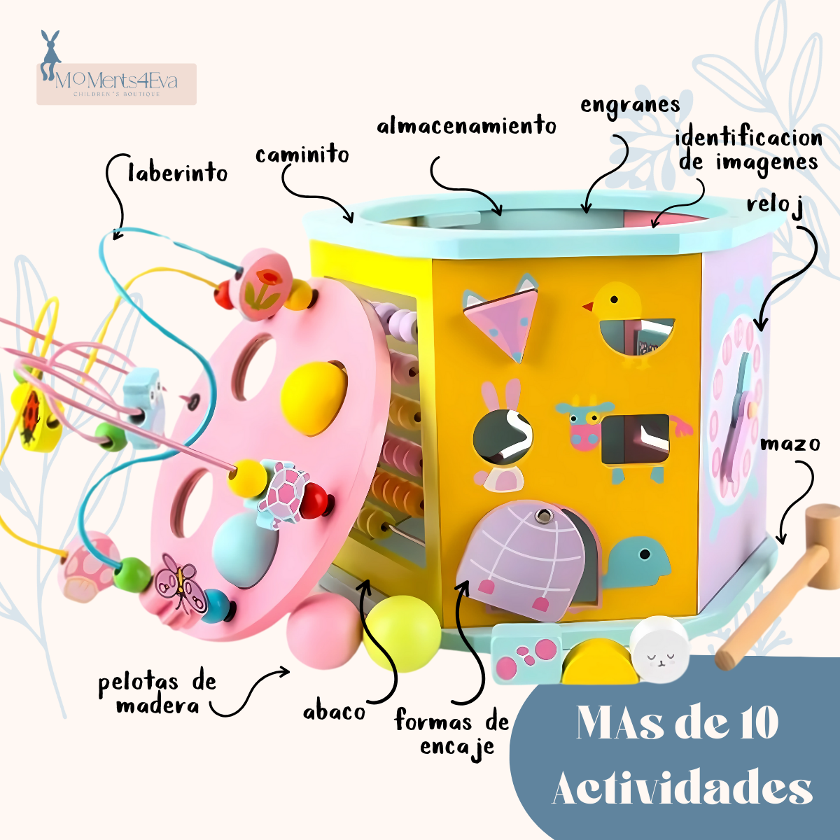 Juguete Montessori en Forma de Hexágono con Laberinto de Habilidad y Coordinación para Niños
