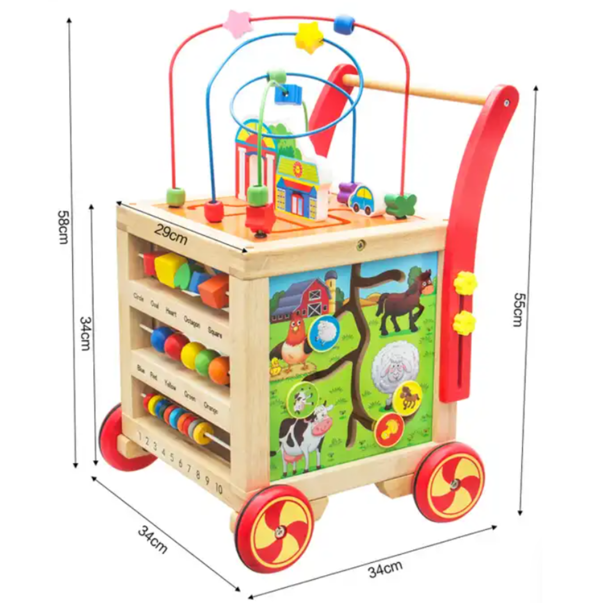 Andador Montessori en Forma de Cubo con Espacio de Almacenamiento para Juguetes