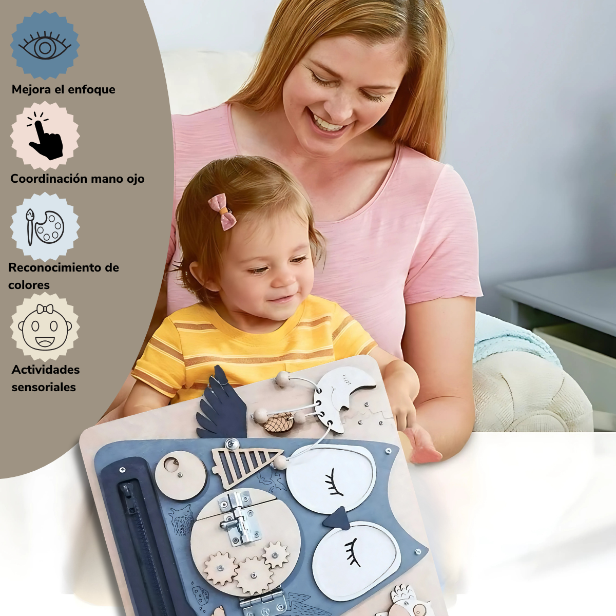 Juguete Tablero Montessori Sensorial Didáctico Educativos Boho (Copia)