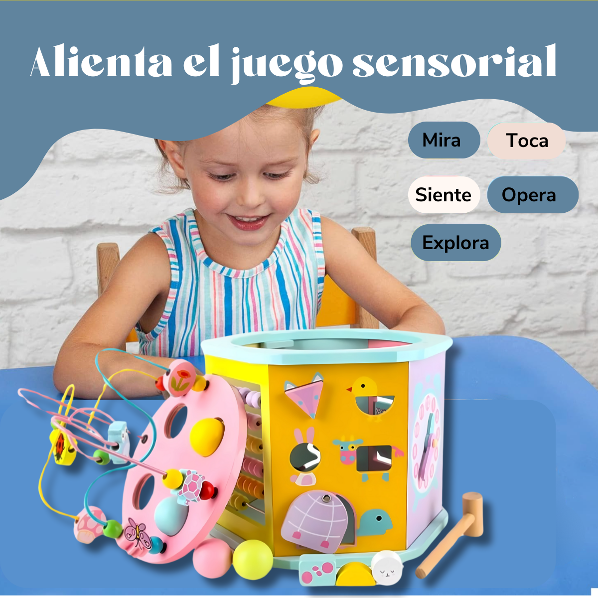 Juguete Montessori en Forma de Hexágono con Laberinto de Habilidad y Coordinación para Niños
