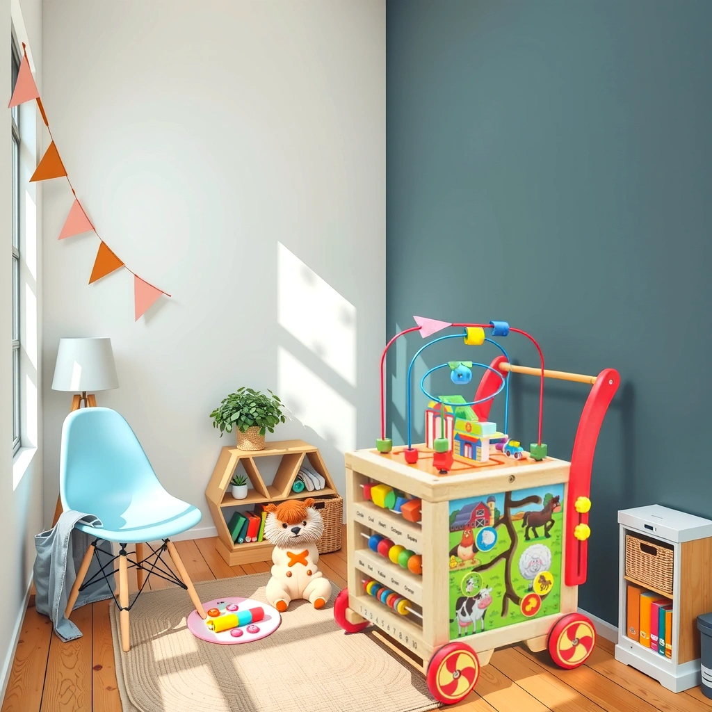 Andador Montessori en Forma de Cubo con Espacio de Almacenamiento para Juguetes