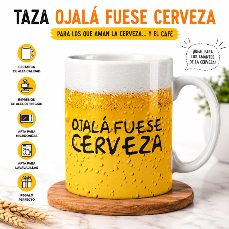 Taza Para Cafe Té Ojala Fuera Cerveza 335ml Regalo Papá Mamá