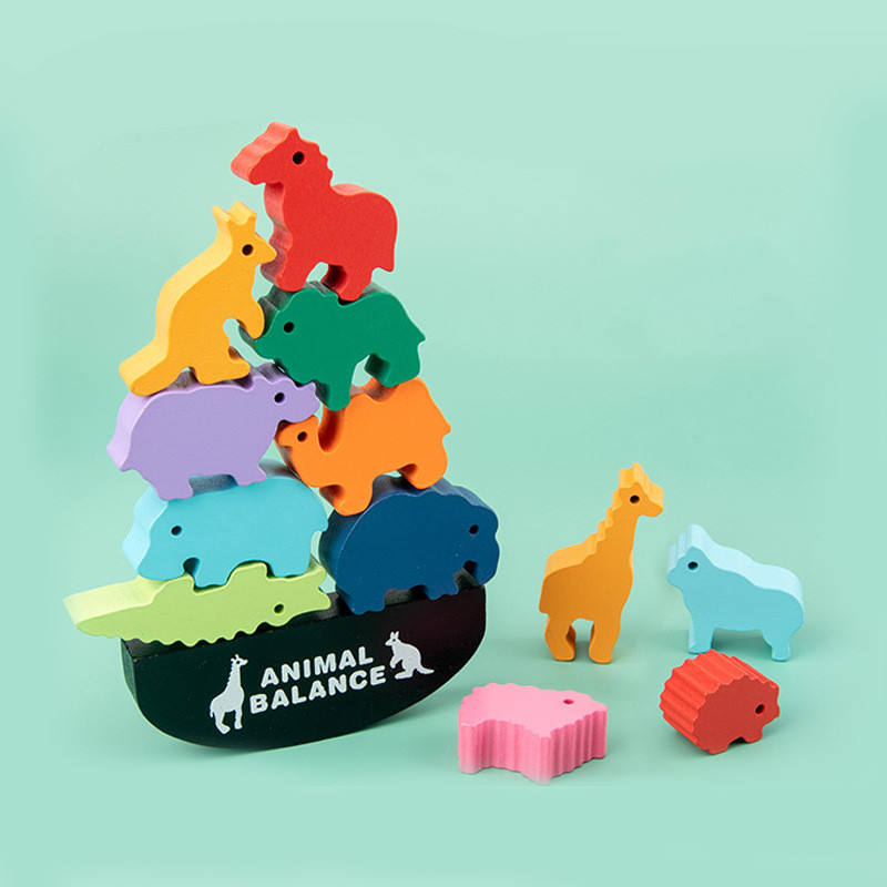 Juguete de bloques de Balanza de Animales Montessori para Construir y Aprender