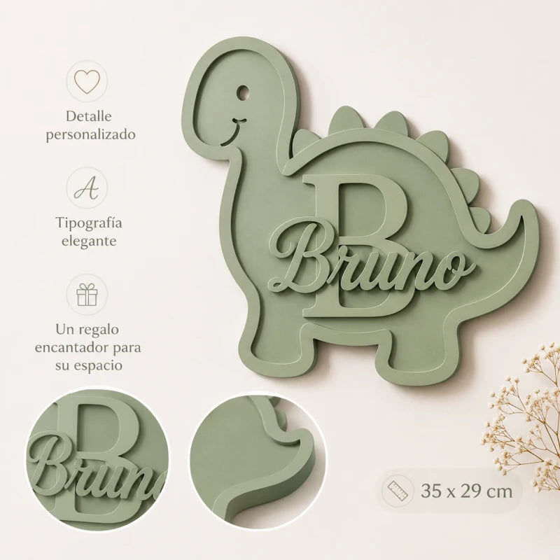 Letrero Nombre Cuadro Niño Dinosaurio Para Decorar Cuarto (Copia)