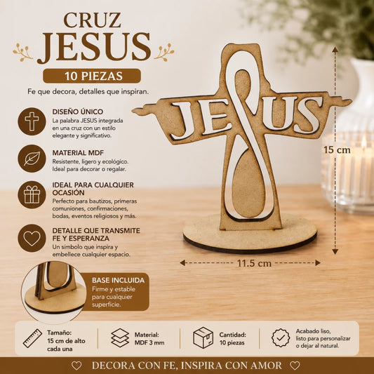 10pz Centros de Mesa  Recuerdos para Bautizo Primera Comunión XV años Nombre Jesus