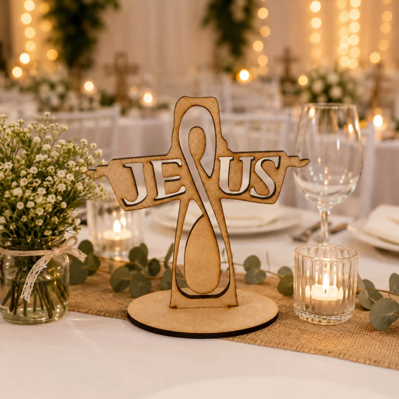 10pz Centros de Mesa  Recuerdos para Bautizo Primera Comunión XV años Nombre Jesus