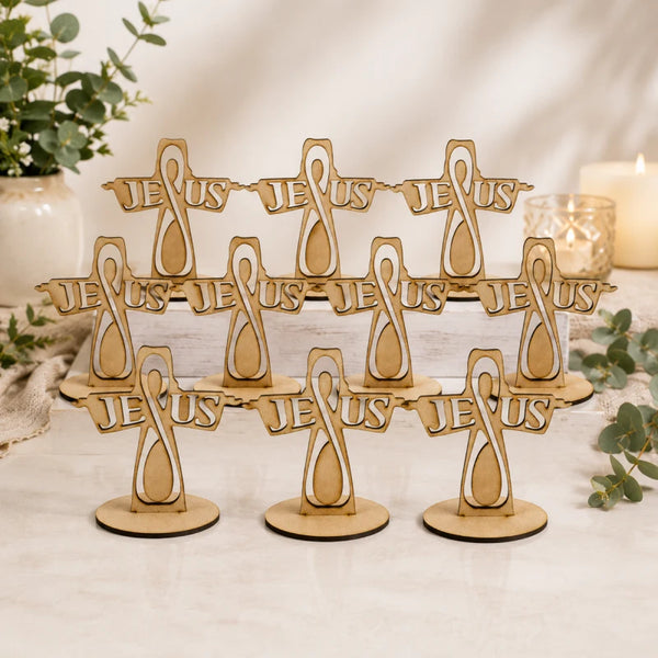 10pz Centros de Mesa  Recuerdos para Bautizo Primera Comunión XV años Nombre Jesus