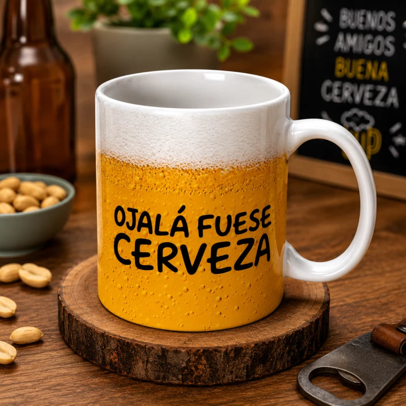 Taza Para Cafe Té Ojala Fuera Cerveza 335ml Regalo Papá Mamá