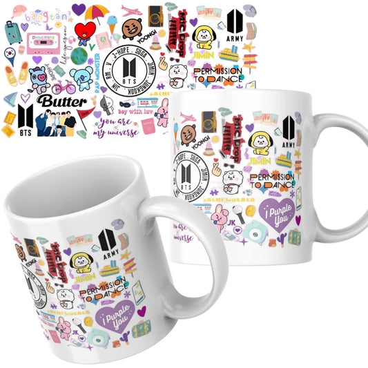 Taza De Cerámica Collage Bt21 K-pop Bts 350ml Regalo Fan Bts