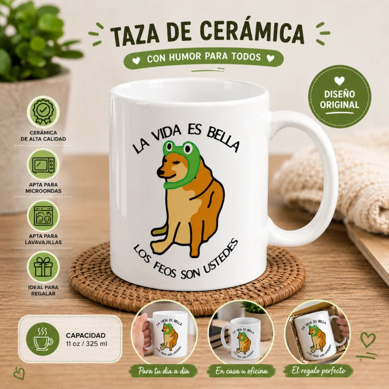 Taza Para Cafe Cheems La Vida S Bella Regalo Papá Mamá Amigo
