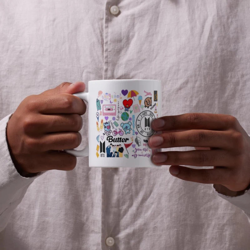 Taza De Cerámica Collage Bt21 K-pop Bts 350ml Regalo Fan Bts