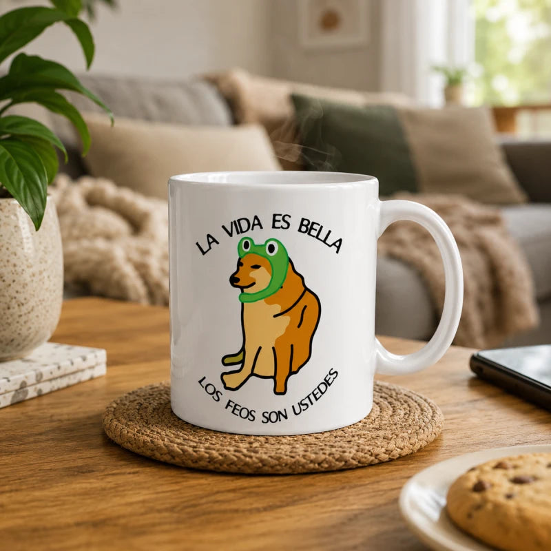 Taza Para Cafe Cheems La Vida S Bella Regalo Papá Mamá Amigo