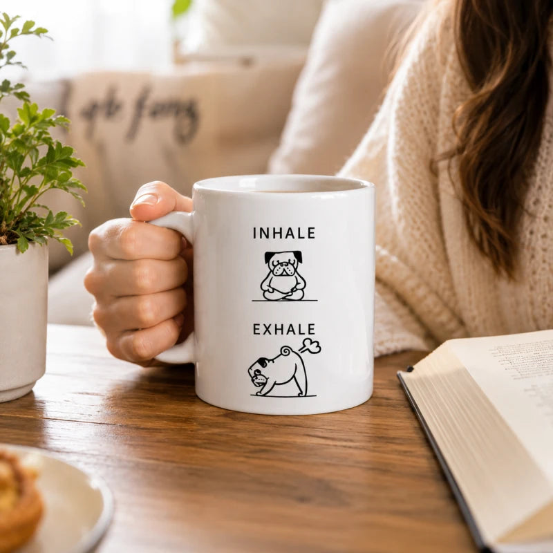 Taza Para Cafe Inhale Exhale 335ml Regalo Papá Mamá Amigo