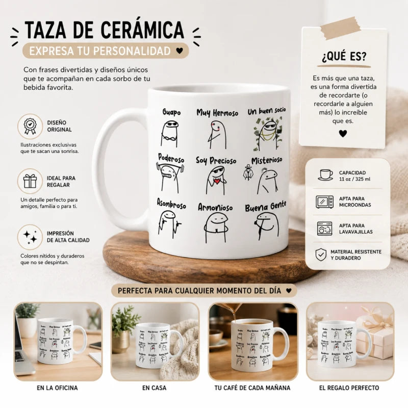 Taza Para Cafe Guapo Poderoso Flork Regalo Papá Mamá Amigo