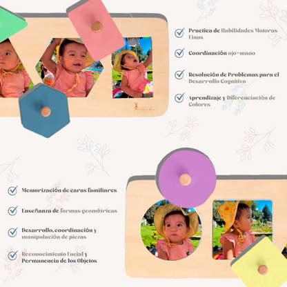Tablero Montessori de Formas + Fotos Happy face puzzle
