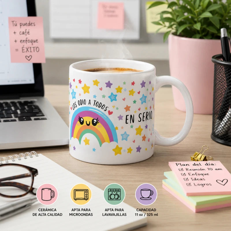 Taza Para Cafe Los Odio A Todos 335ml Regalo Papá Mamá Amigo