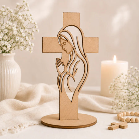 10pz Centros de Mesa  Recuerdos para Bautizo Primera Comunión XV años Cruz Virgen