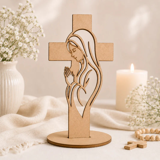 10pz Centros de Mesa  Recuerdos para Bautizo Primera Comunión XV años Cruz Virgen