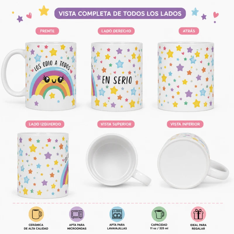 Taza Para Cafe Los Odio A Todos 335ml Regalo Papá Mamá Amigo