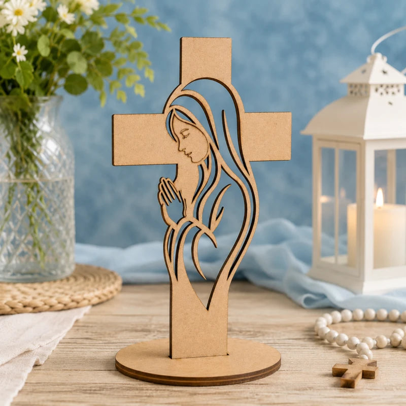 10pz Centros de Mesa  Recuerdos para Bautizo Primera Comunión XV años Cruz Virgen
