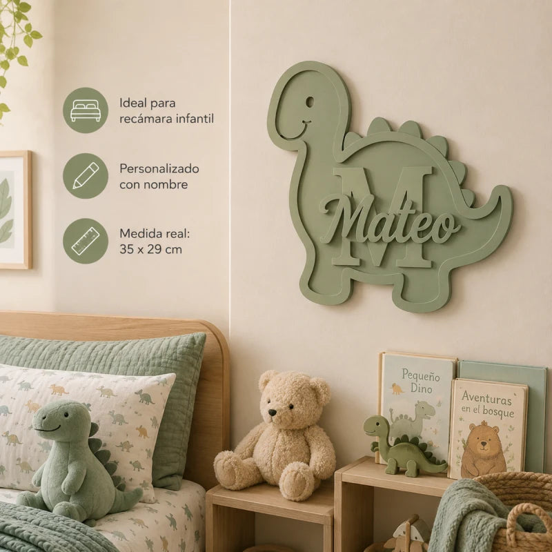 Letrero Nombre Cuadro Niño Dinosaurio Para Decorar Cuarto (Copia)