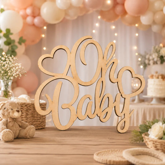 Letrero de decoración Oh Baby! Baby shower Buatizo