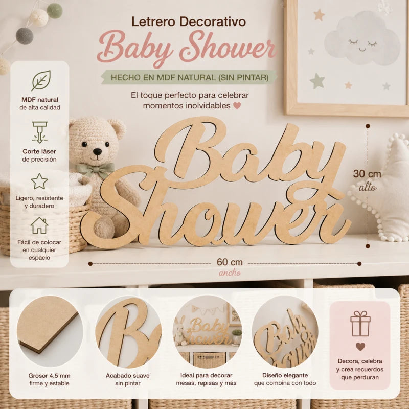Letrero de decoración Oh Baby! Baby shower Buatizo 60x30 cm