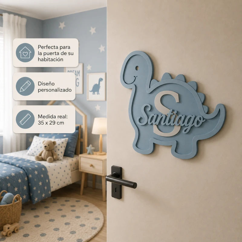 Letrero Nombre Cuadro Niño Dinosaurio Para Decorar Cuarto (Copia)