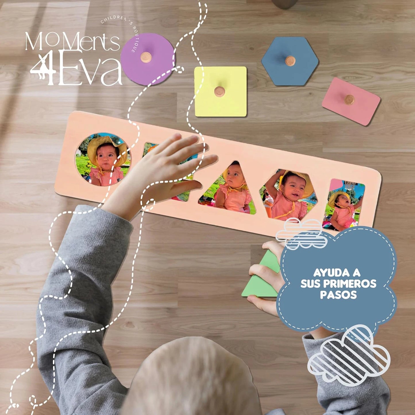 Tablero Montessori de Formas + Fotos Happy face puzzle