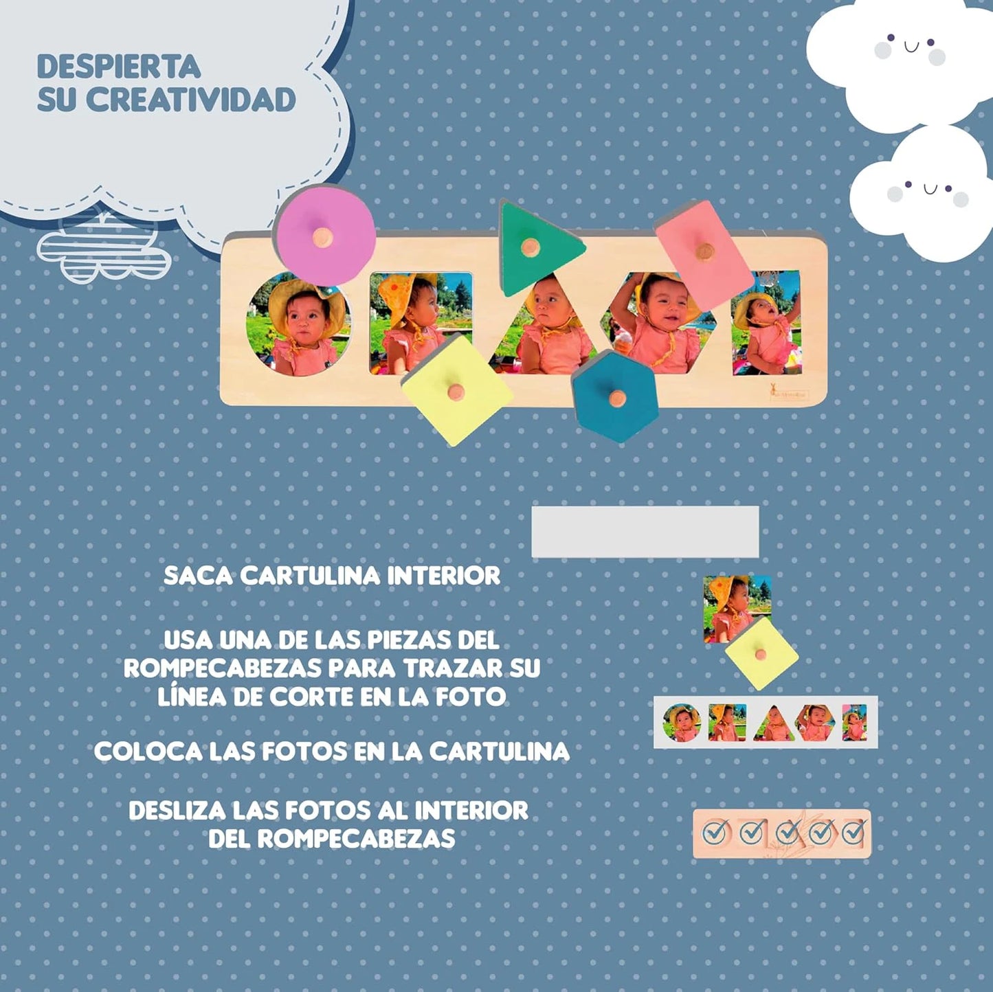Tablero Montessori de Formas + Fotos Happy face puzzle