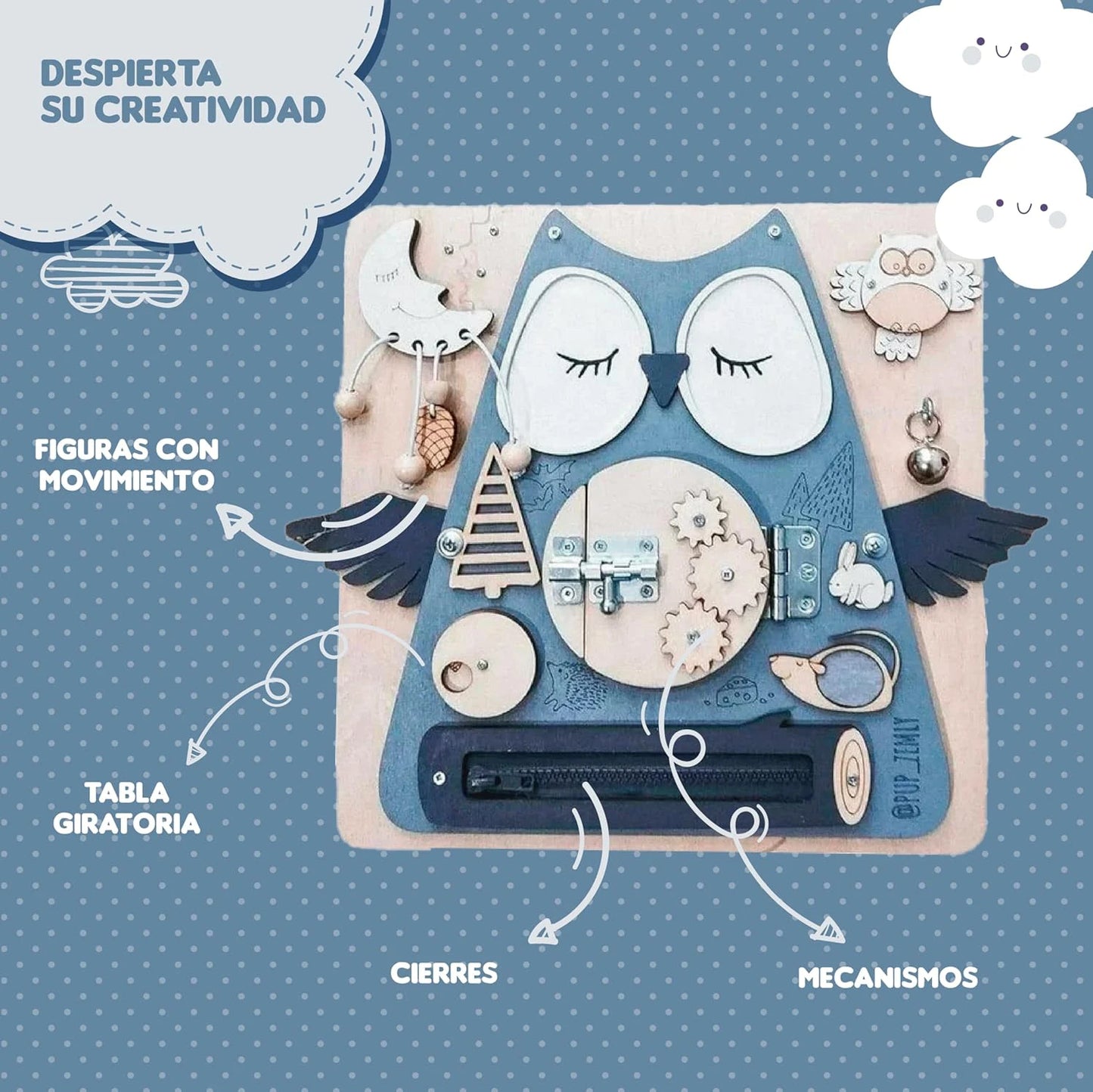 Juguete Tablero Montessori Sensorial Didáctico Educativos Buho