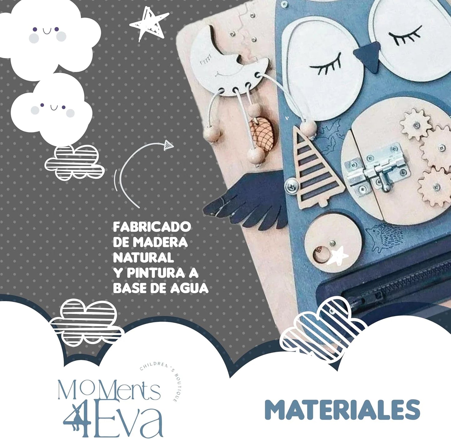 Juguete Tablero Montessori Sensorial Didáctico Educativos Buho