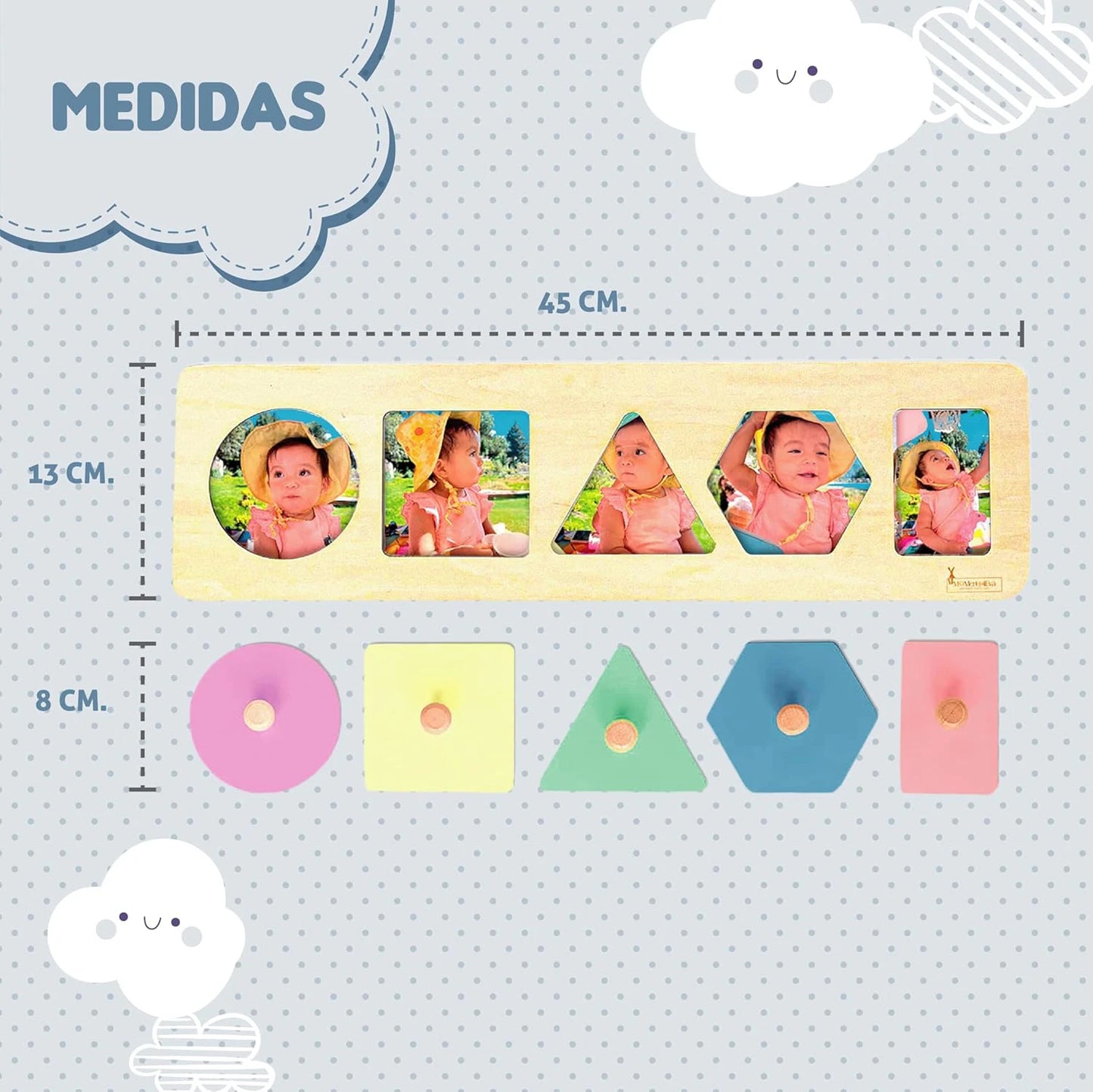 Tablero Montessori de Formas + Fotos Happy face puzzle