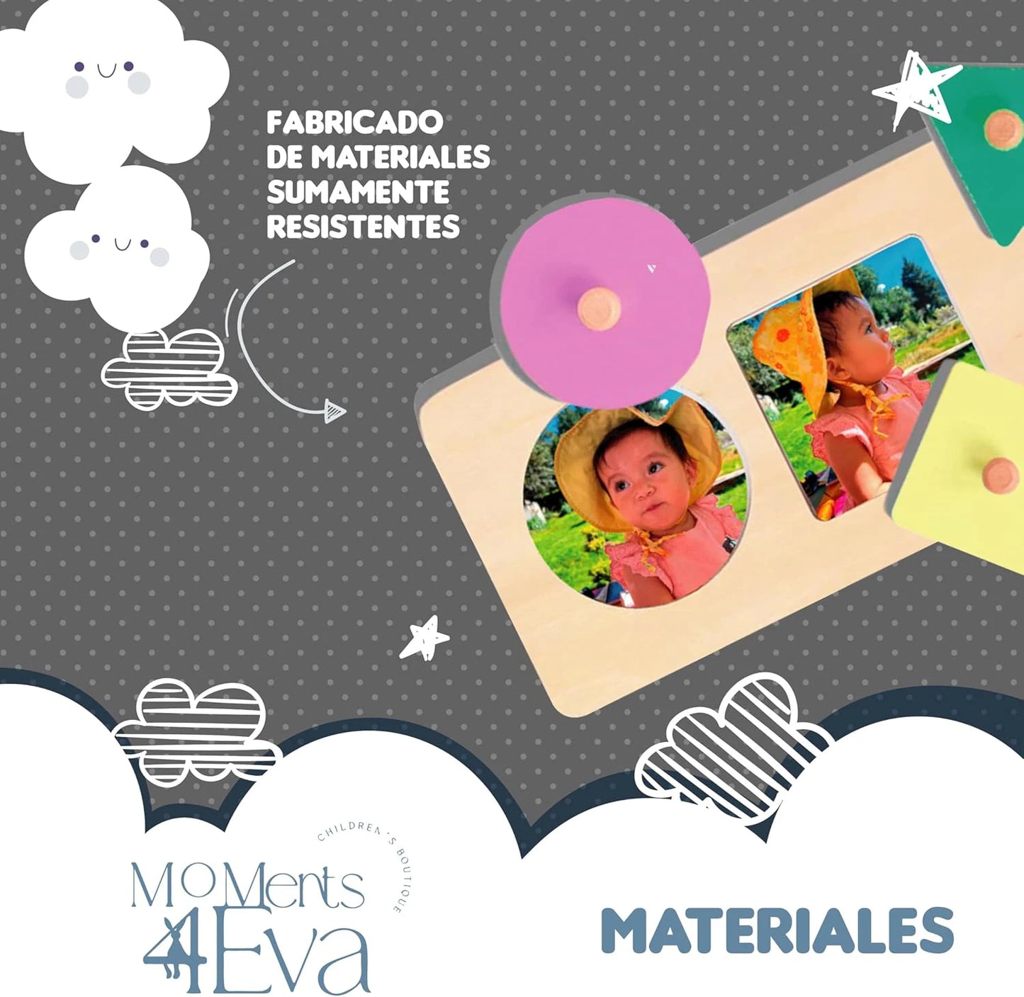 Tablero Montessori de Formas + Fotos Happy face puzzle