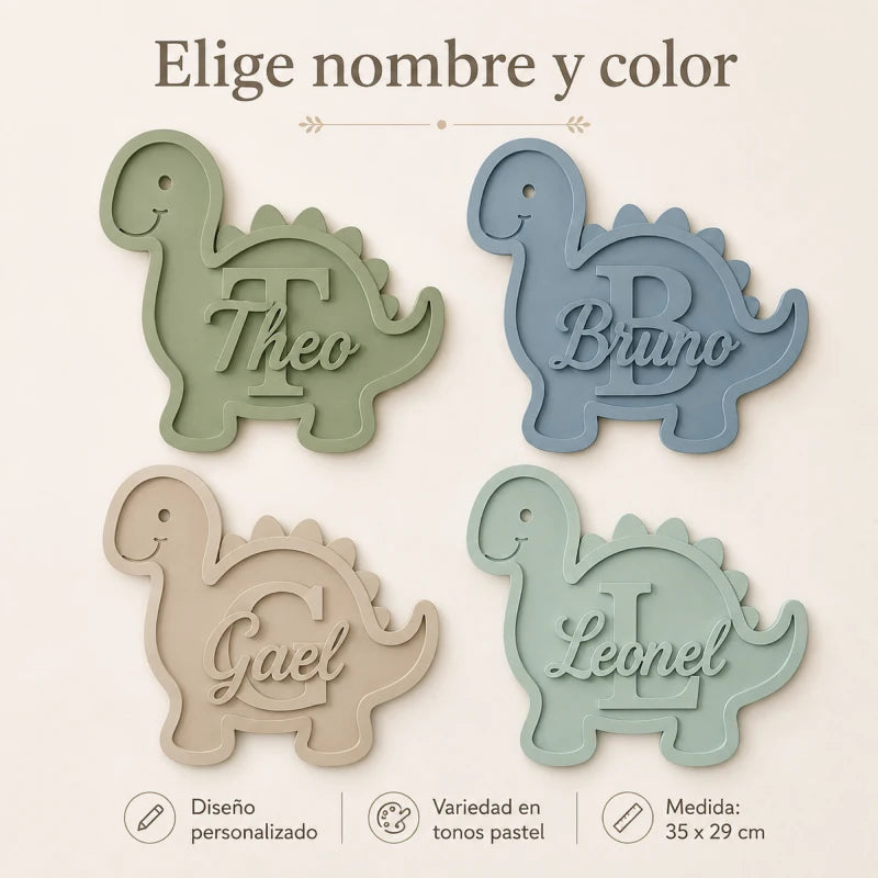 Letrero Nombre Cuadro Niño Dinosaurio Para Decorar Cuarto (Copia)