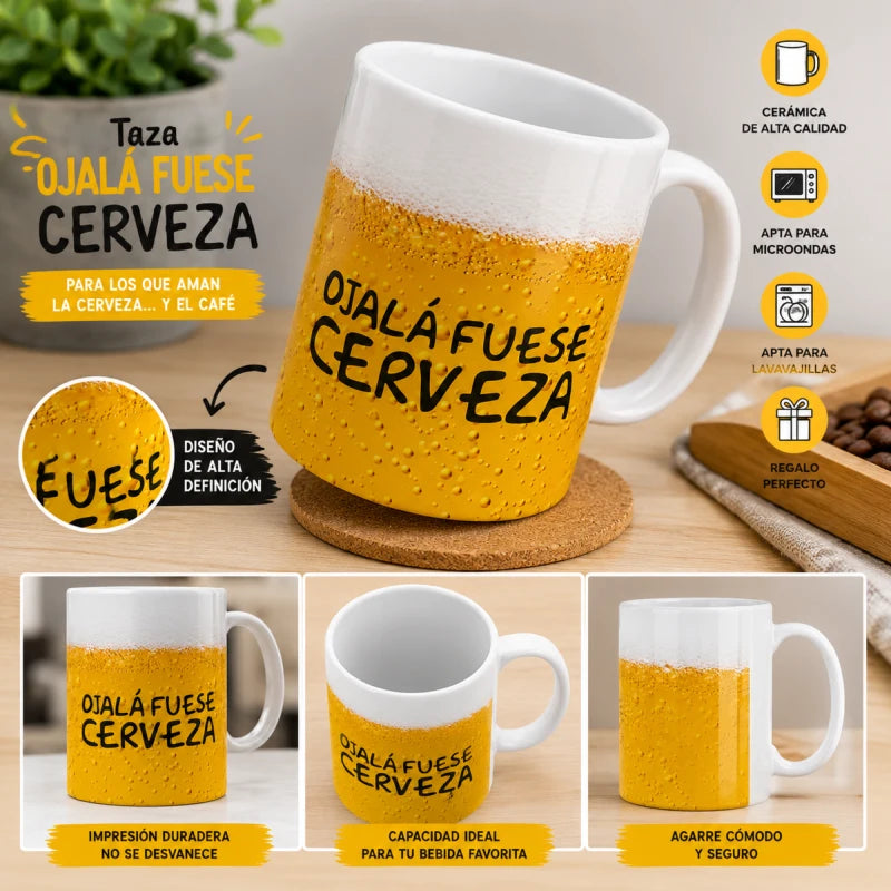 Taza Para Cafe Té Ojala Fuera Cerveza 335ml Regalo Papá Mamá