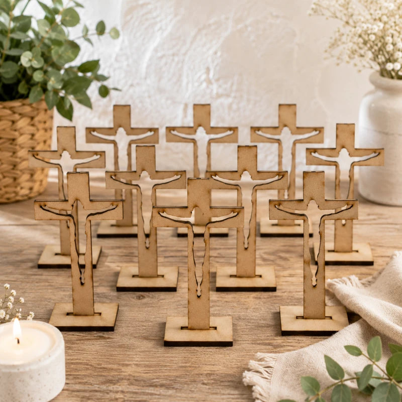 10pz Centros de Mesa  Recuerdos para Bautizo Primera Comunión XV años Cruz Cristo