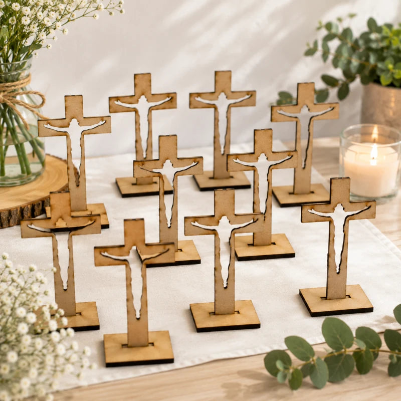 10pz Centros de Mesa  Recuerdos para Bautizo Primera Comunión XV años Cruz Cristo