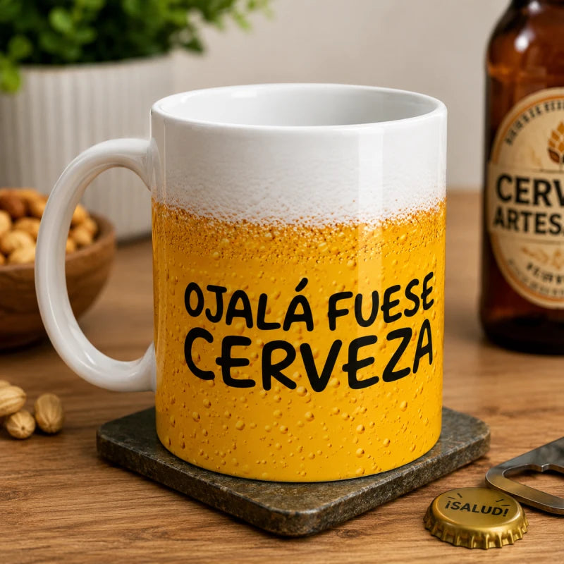 Taza Para Cafe Té Ojala Fuera Cerveza 335ml Regalo Papá Mamá