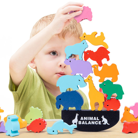 Juguete de bloques de Balanza de Animales Montessori para Construir y Aprender
