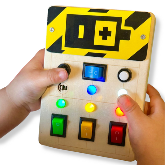 Tablero Montessori de Interruptores de Luz y Sonido para la Exploración Sensorial en Niños