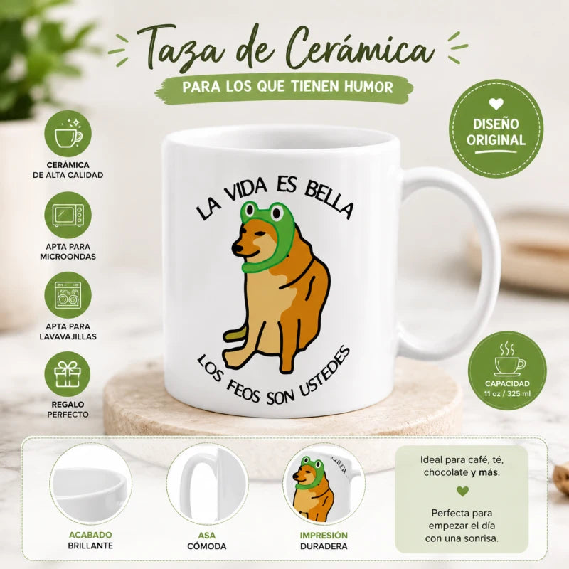 Taza Para Cafe Cheems La Vida S Bella Regalo Papá Mamá Amigo
