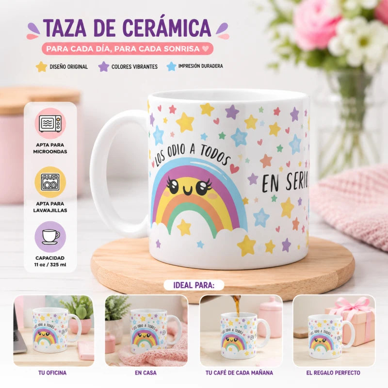 Taza Para Cafe Los Odio A Todos 335ml Regalo Papá Mamá Amigo